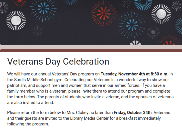 Veterans Day Form 